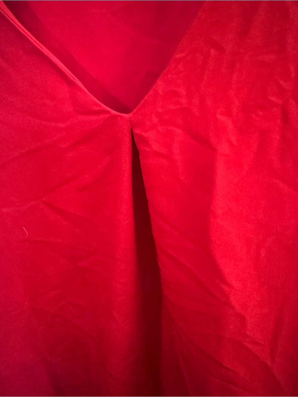 H Halston Red V Neck Shift Dress Medium Pleated Front Short Sleeve Pockets - Picture 6 of 8
